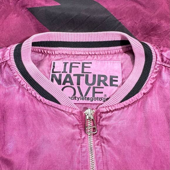 Free City Life Nature Love Magenta Satin Flight Bomber Jacket Small - Picture 4 of 6
